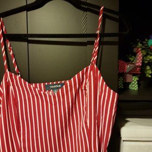 Modcloth Red & White Striped Dress - Size Large